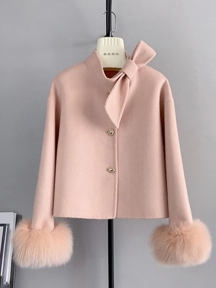 Pink wool cape sales