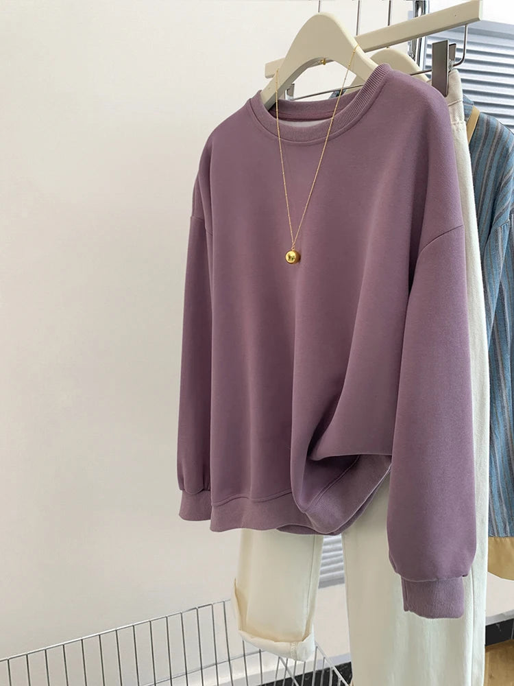 Cozy Mauve Oversized Sweater With Pendant Necklace on Luulla
