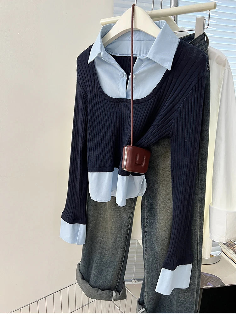 Jeans Sweater Blouse Combo Button Down Sweater Blouse Combo 16