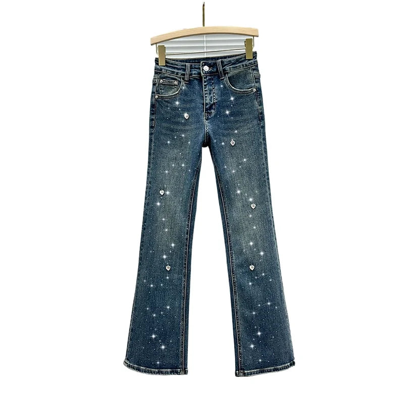 Sparkling Star Embellished Denim Jeans For Women on Luulla