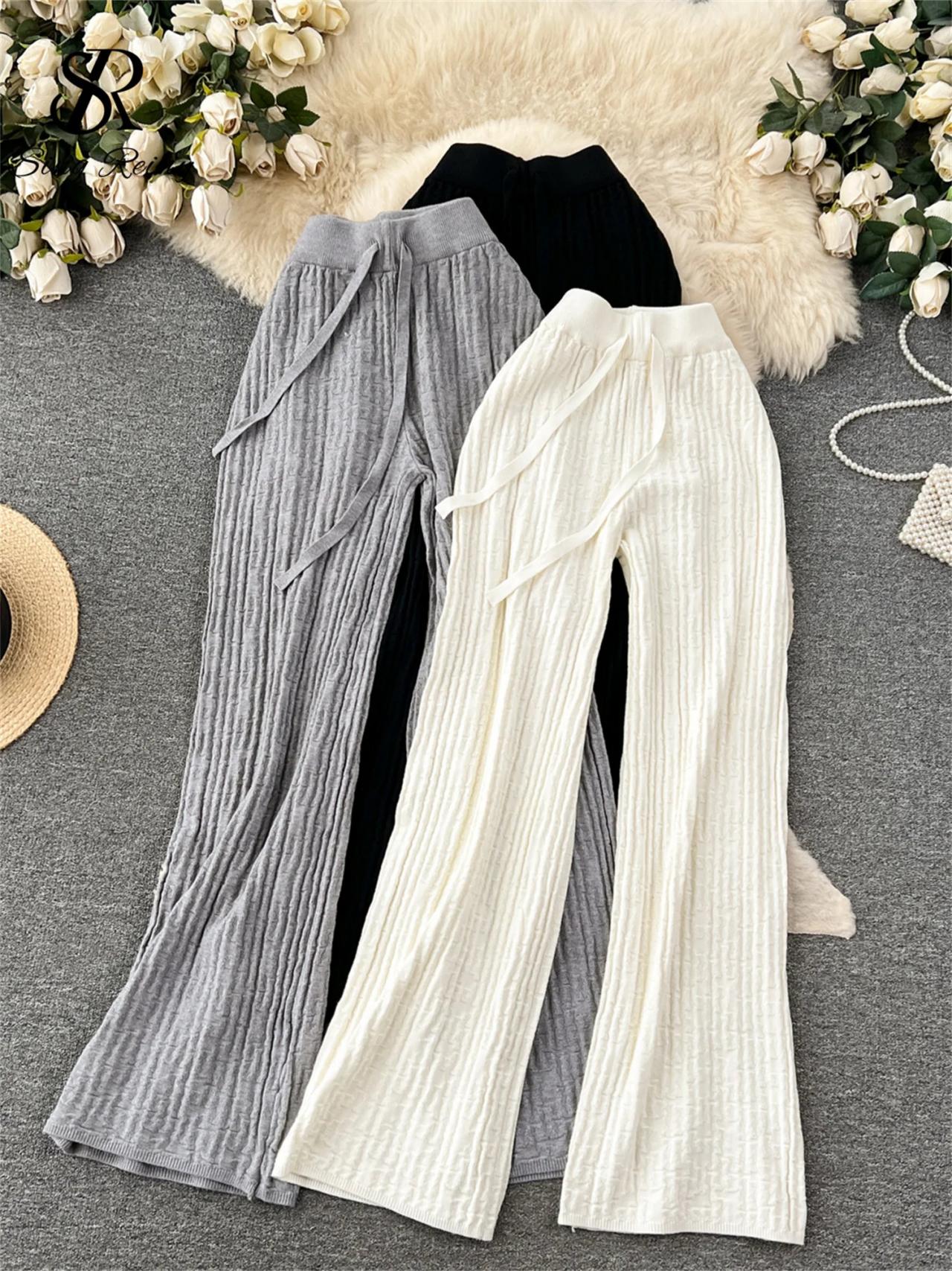 Comfy Wide leg Ribbed Lounge Pants For Women on Luulla