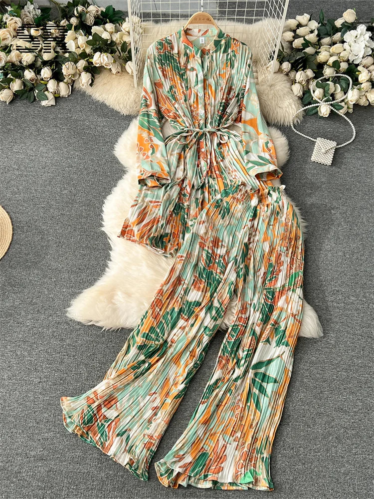 Vibrant Tie-dye Two-piece Flowy Lounge Set on Luulla