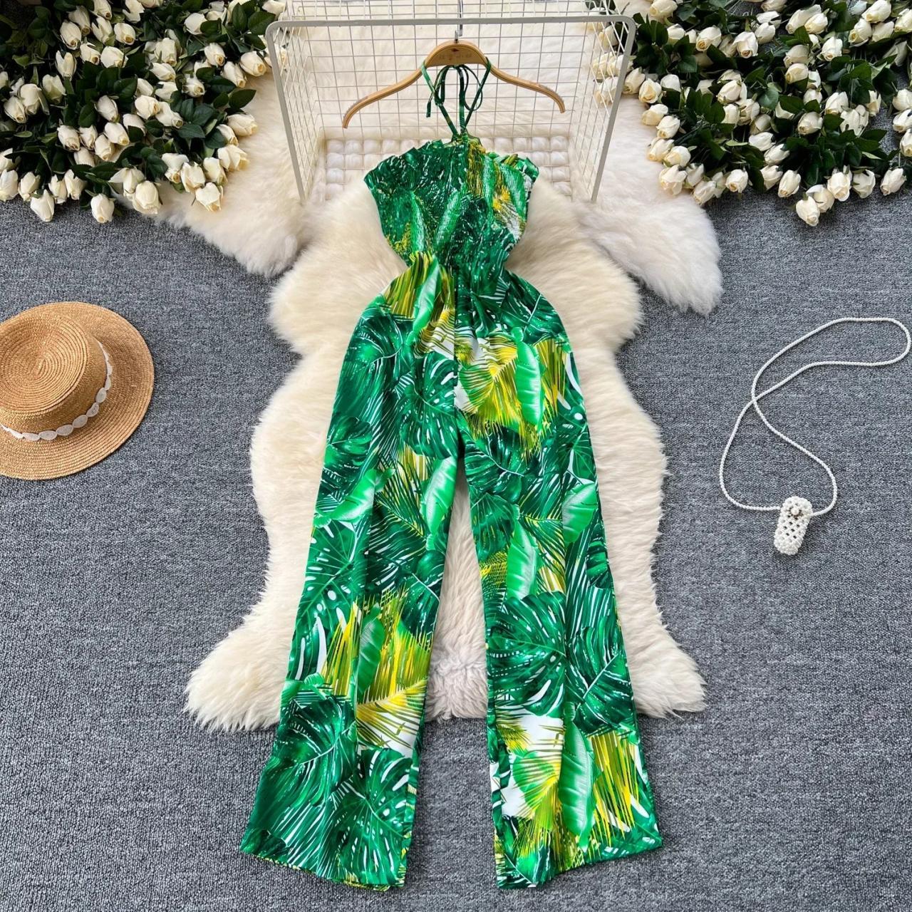 Tropical leaf jumpsuit new arrivals