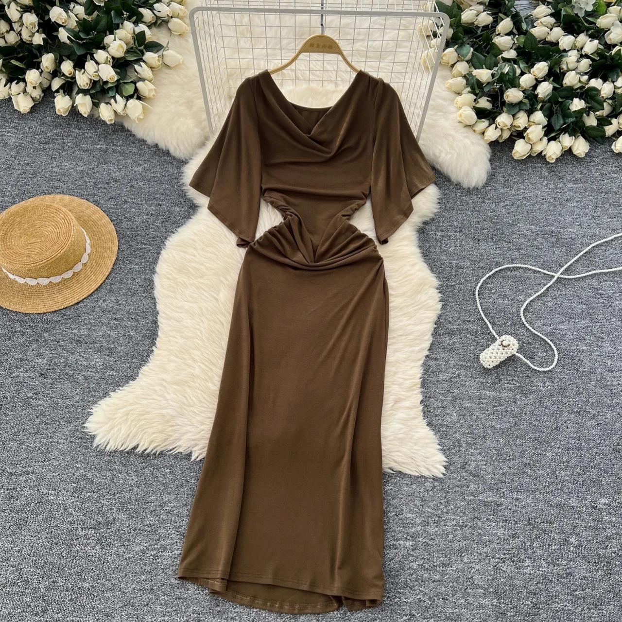 flowy draped dress Draped chiffon maxi dress 44 (FR) / Yellow main image 1