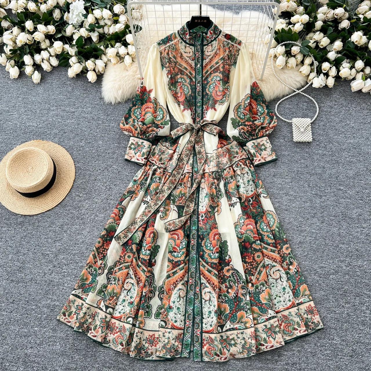 fitted lace wedding dress Vintage Floral Midi Dress main image 0
