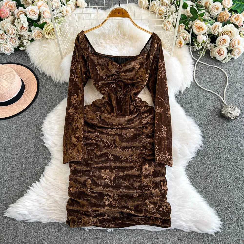 slim fit dress slacks Tracy Studio Crystal - Embellished Long Sleeve Bodycon Full Dress