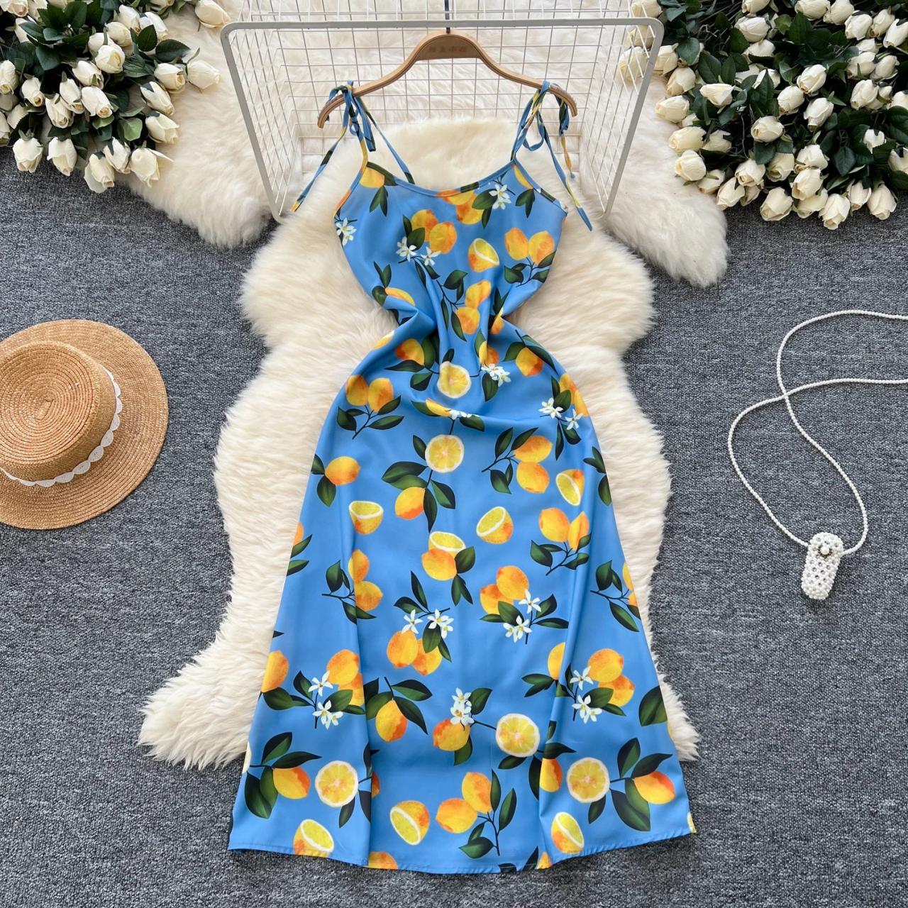 blue lemon print dress Honey Blossom Blue Lemon Print Dress – Shop the Mint