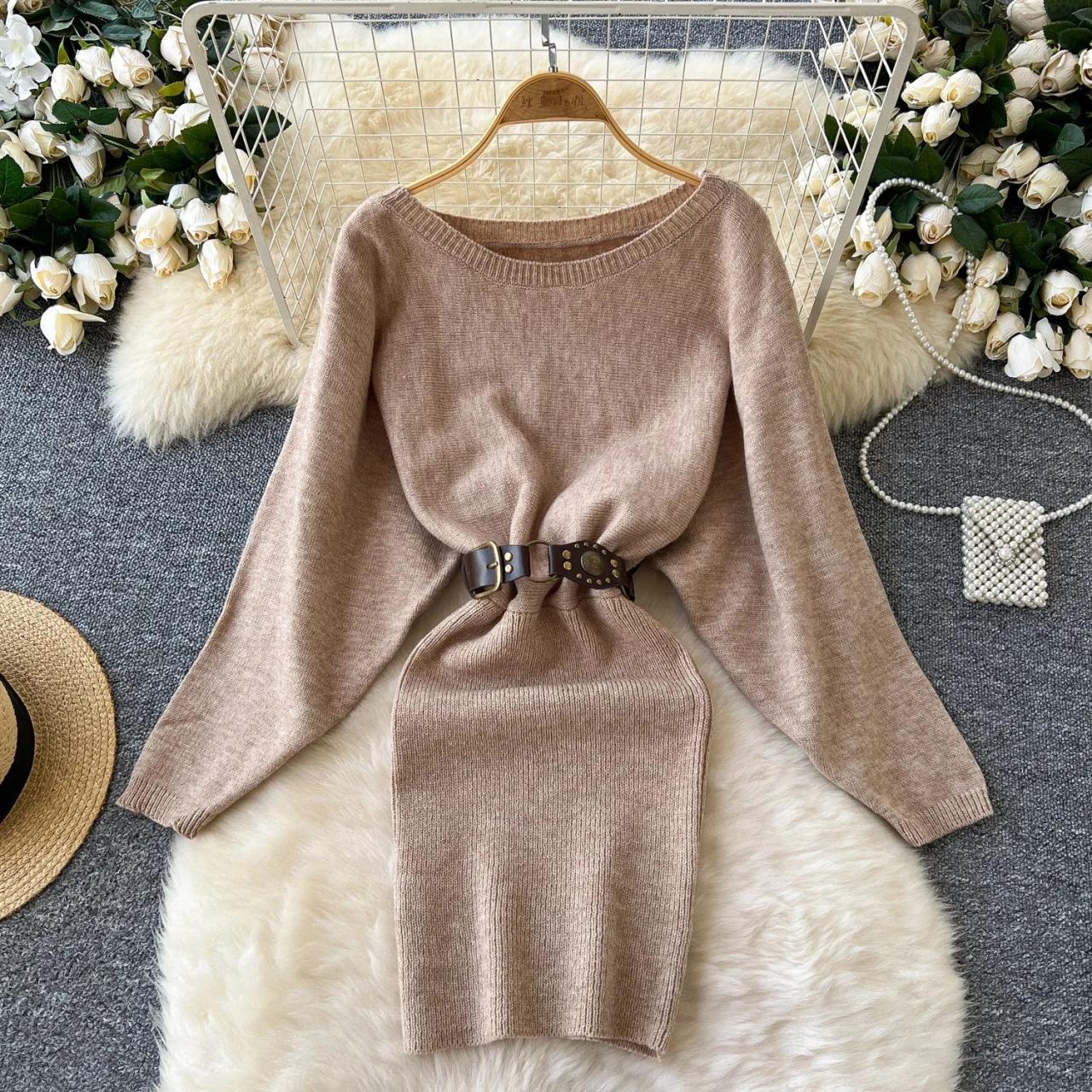 adaline knit dress Adena Pointelle Knit Mini Dress - Chocolate main image 1