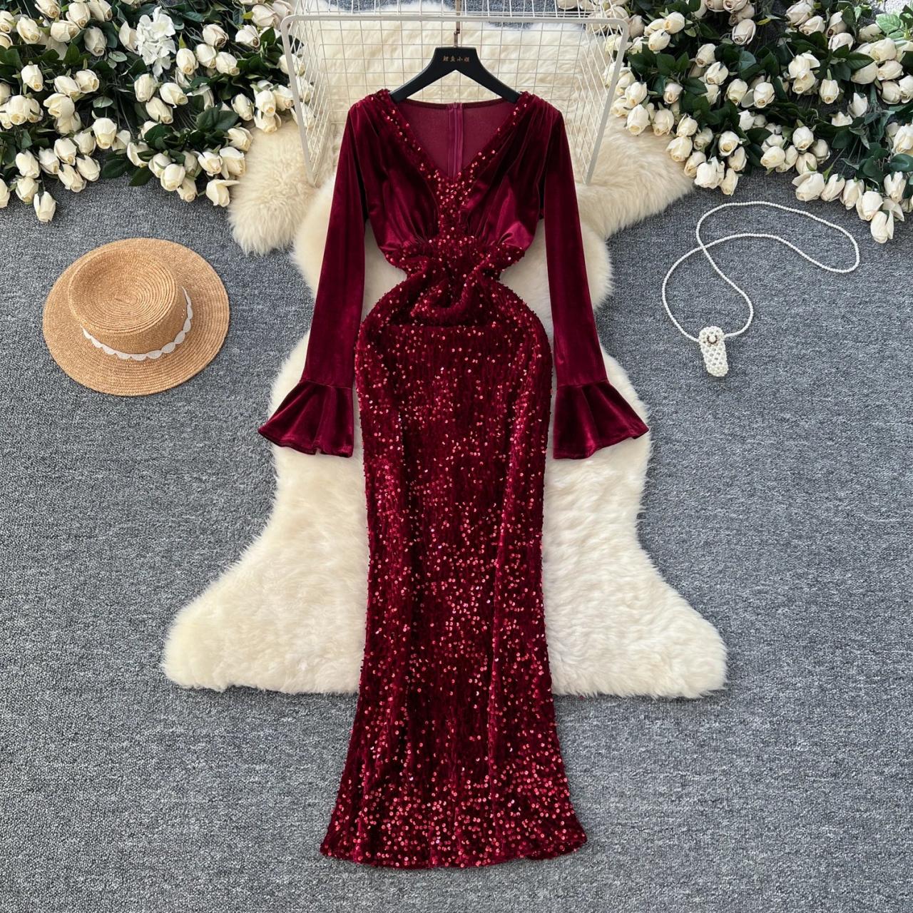 Velvet Gown Dress Design Jovani Long Sleeve Long Velvet Formal Dress 23943  Burgundy