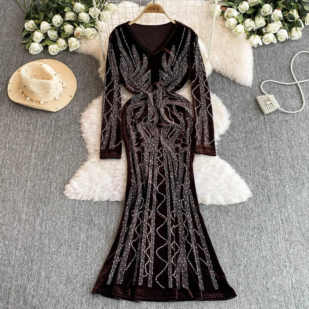 white christmas dresses Classic One-Shoulder Sequin Party Dress with Peacock Pattern Design Royal Blue / S