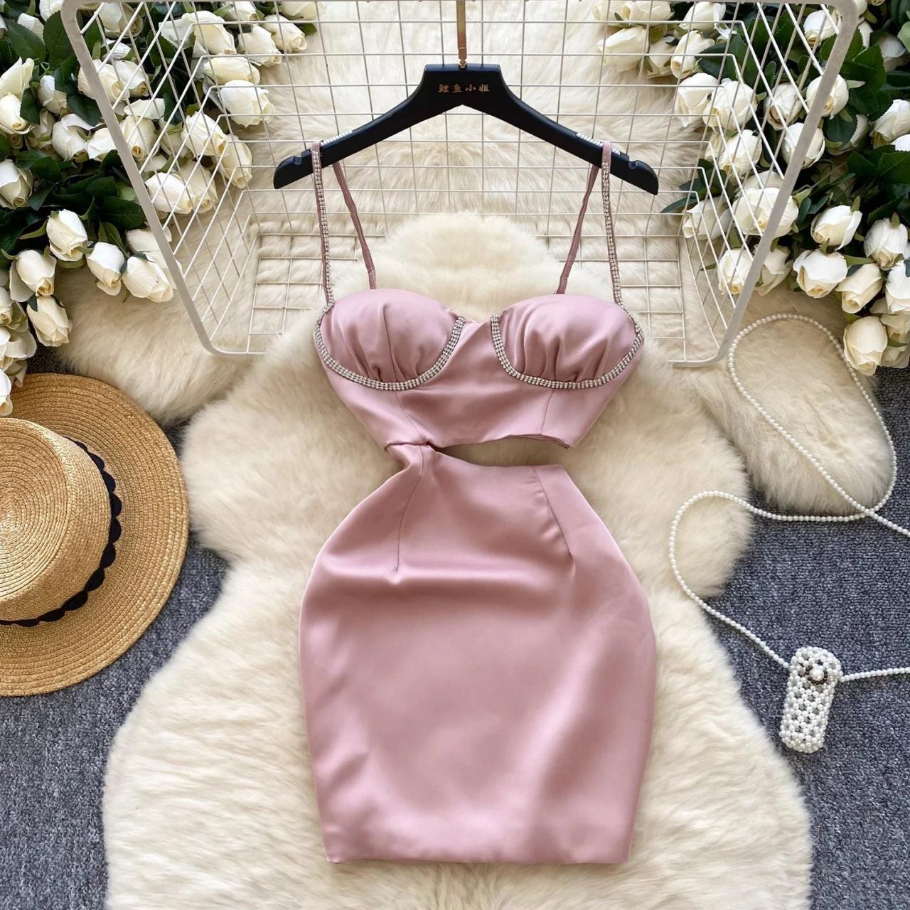 satin form fitting dress Lady Black Tie - Kieran Gown - Stretch Satin Fitted Dress