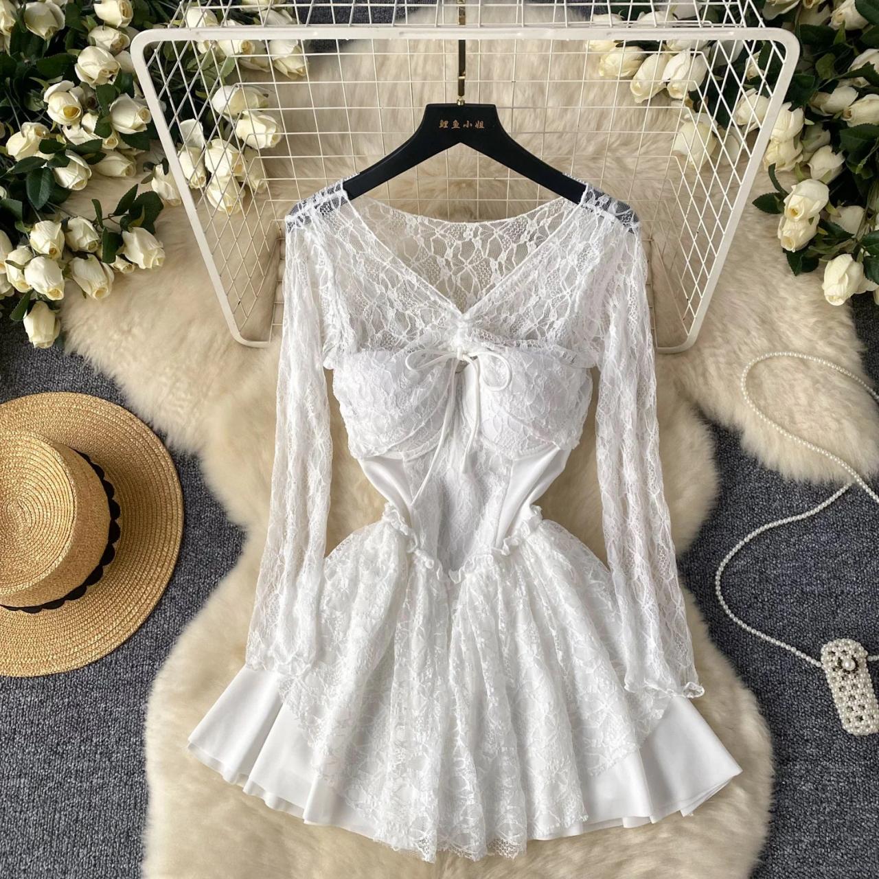 navy lace homecoming dress Sheath/Column Cute Bodycon V Neck Blue Lace Homecoming Dresses#TKD089 –  SELINADRESS main image 0