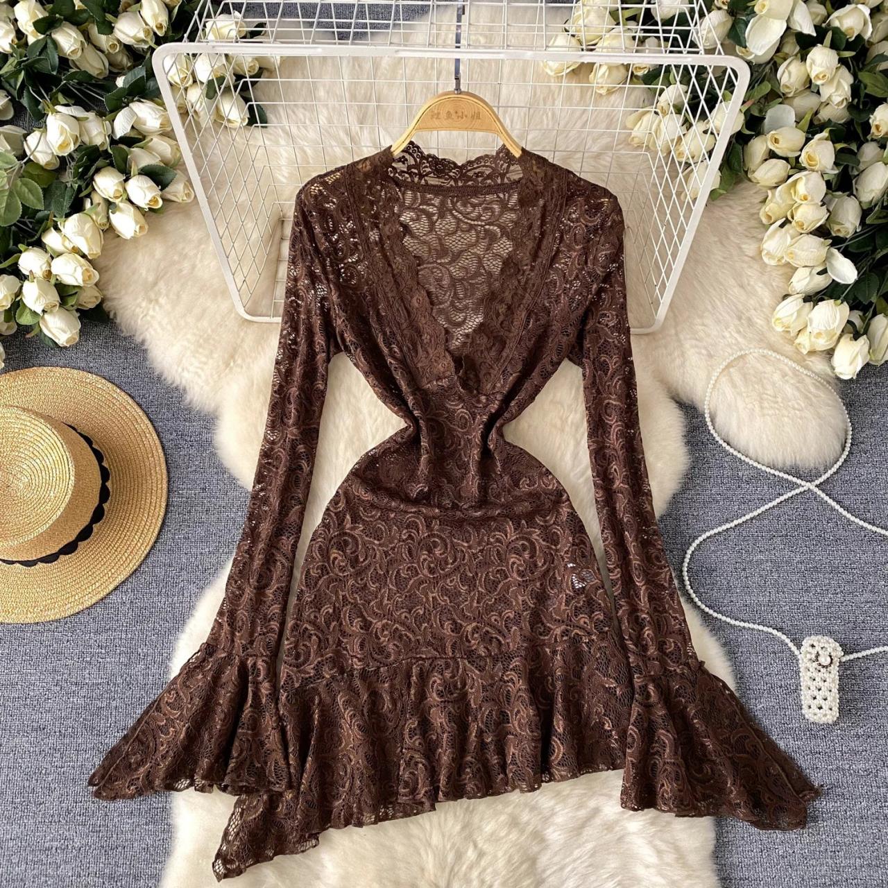 slim fit dress slacks A1347 Short Sequin Floral Print A-Line Dress - Andrea & Leo | Lady Black Tie Off White main image 0