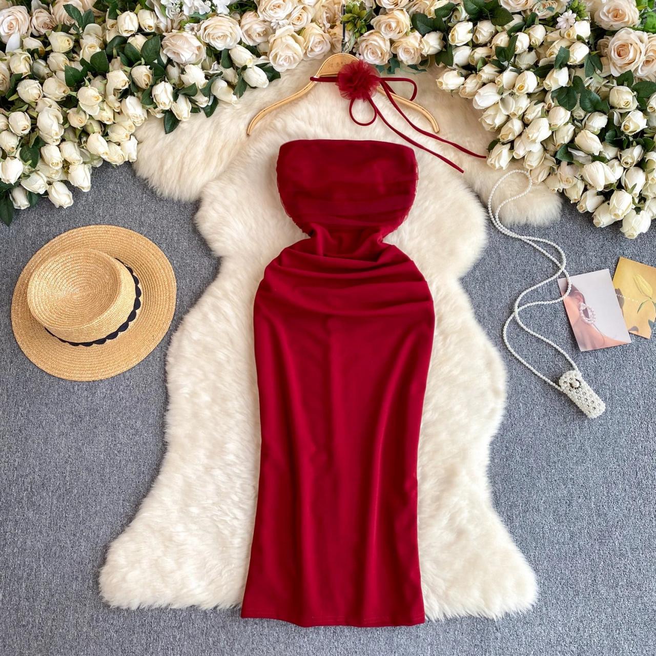 fitted lace wedding dress Irena Velvet Strapless Mini Dress Burgundy main image 1