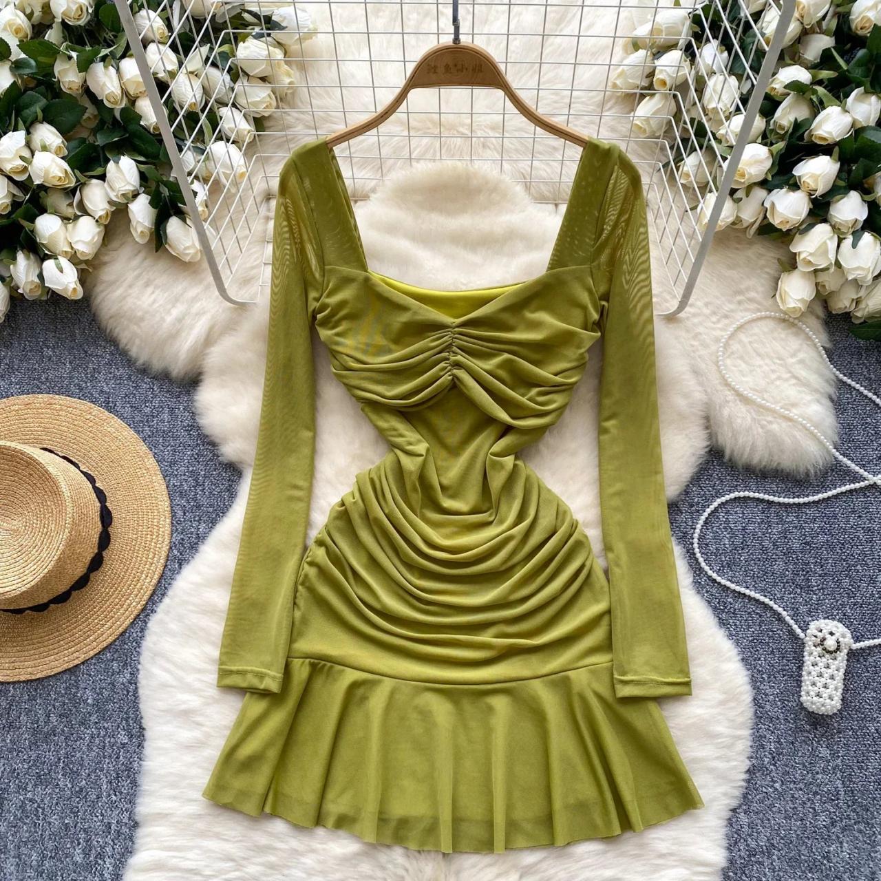 strapless open back dress Oasis Ruched Cut-Out Maxi Dress – Olive Green – Ora Marella