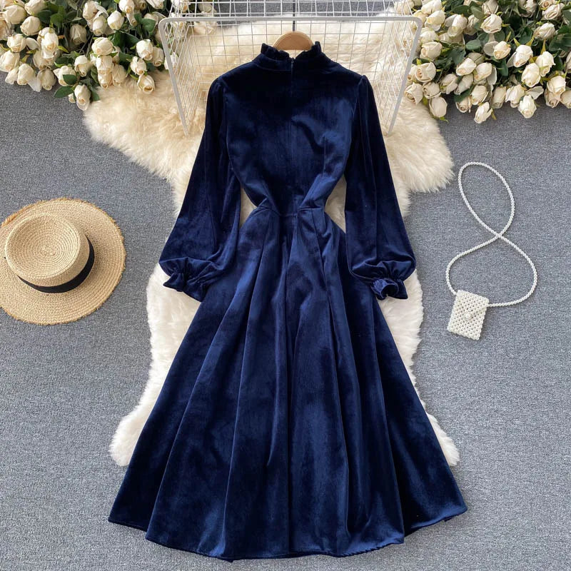slim fit dress slacks One-Shoulder Long Velvet Formal Dress 6118 Sienna / 2 main image 0