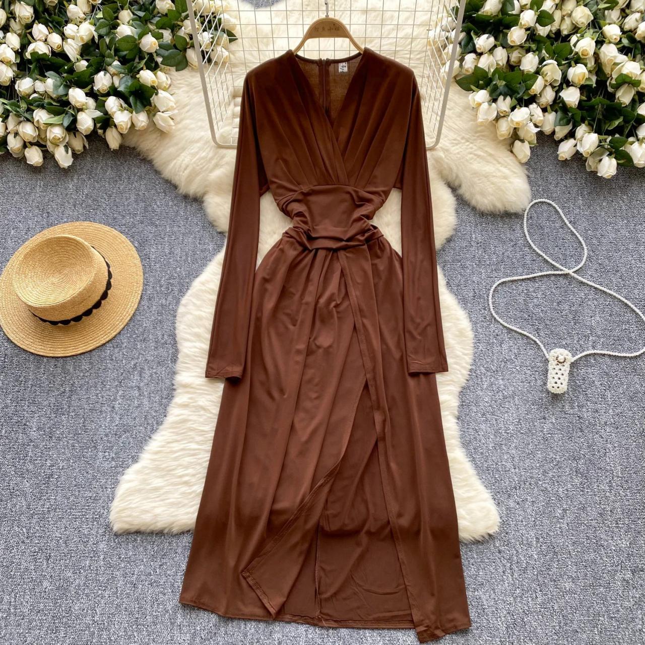 crochet brown dress Claudia Crochet Midi Dress CHOCOLATE BROWN / XS main image 0