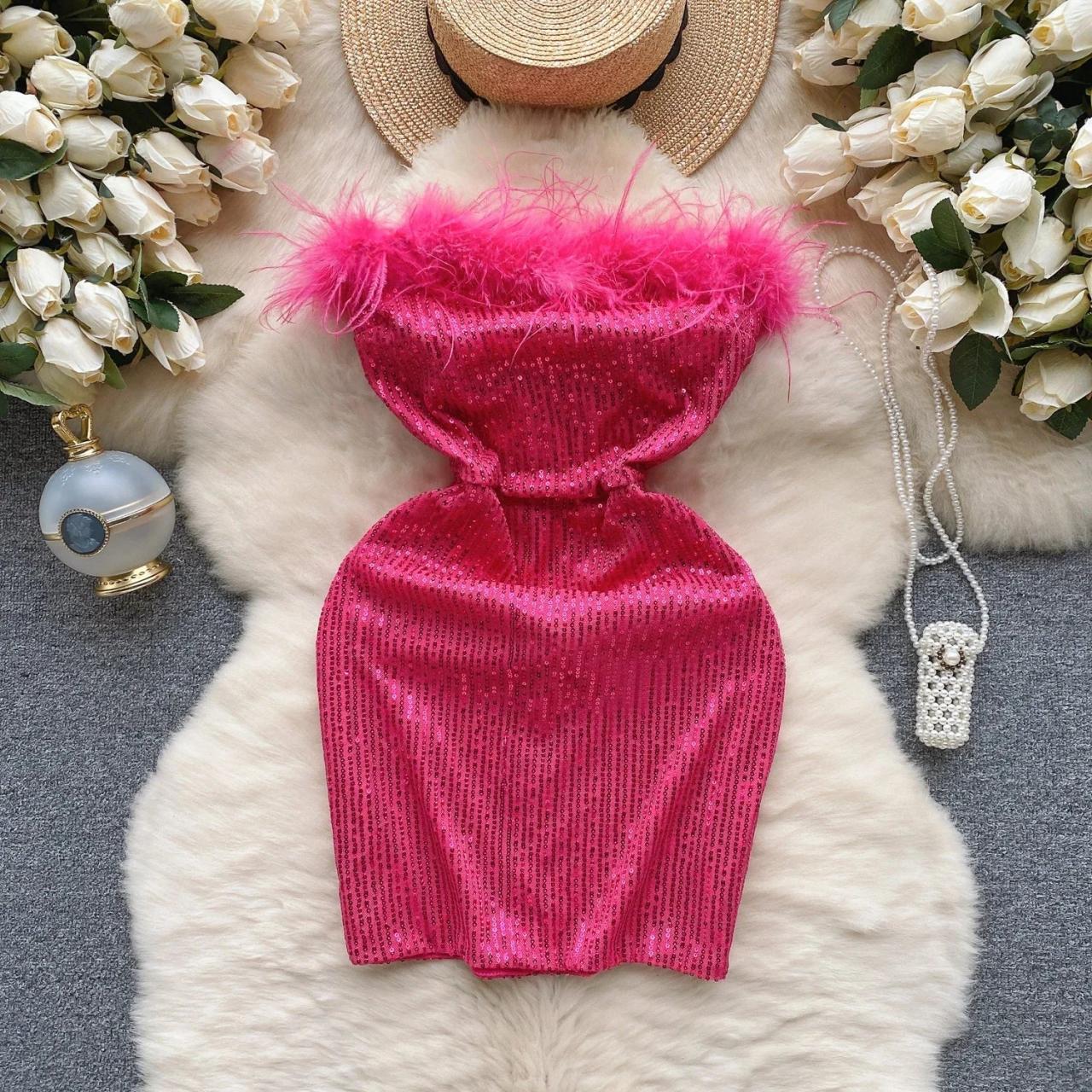 hot pink sequin party dress Sequin Metallic Pink Mini Party Dress