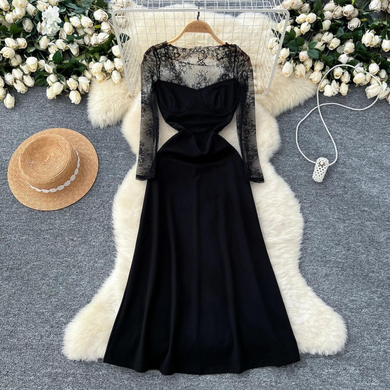 classic long sleeve evening dresses Classic Chiffon Long Sleeve V-Neck Lace Prom Dresses Evening Dresses,   Musebridals