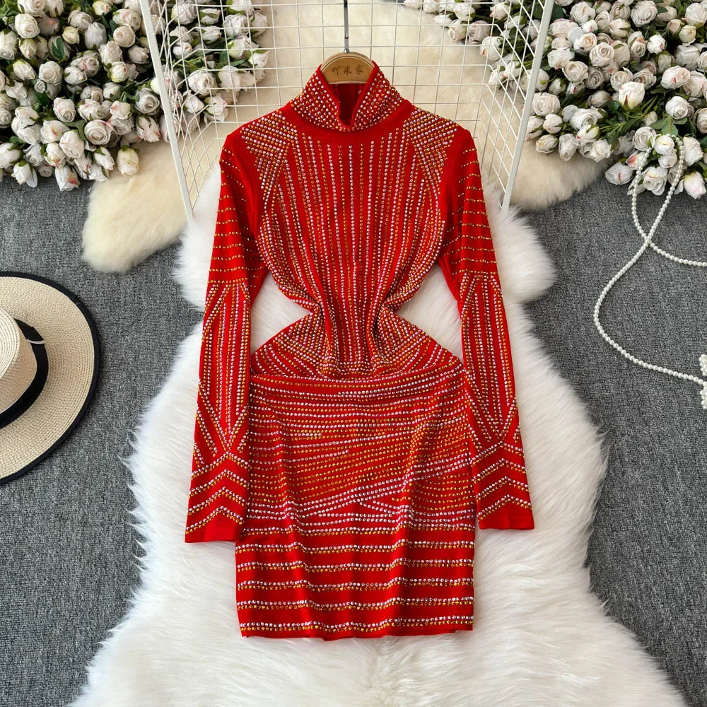chinese dress ladies Everlee Plus Size Red Long Sleeve Bodycon Dress– Hello Curve