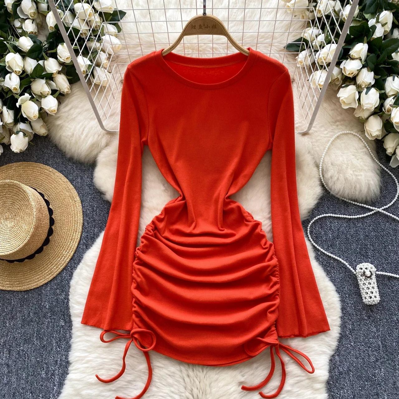 red ruched dress long sleeve In That Moment Long Sleeve Ruched Maxi Dress  Mermaid Way, Red / S