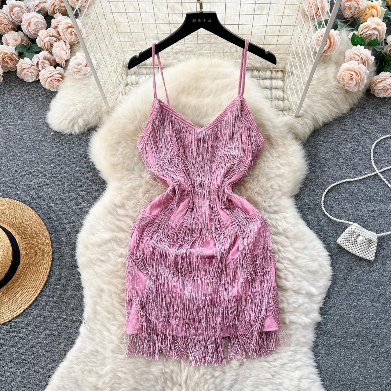 pink velvet spaghetti strap dress Inspire Chic Velvet Dress for Women's Spaghetti Straps V Neck Fishtail Evening Cocktail Dress S Hot Pink, Size: Small
