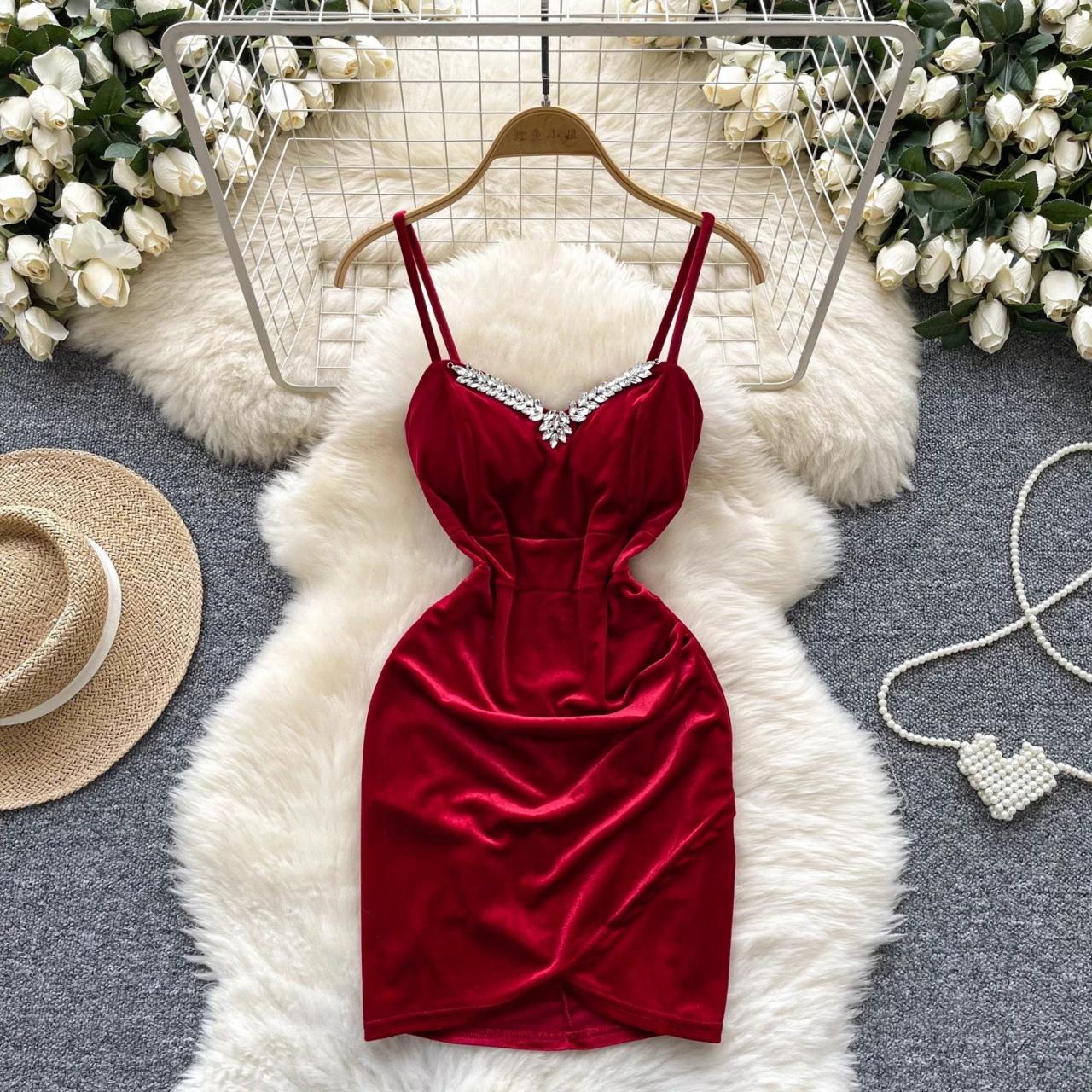 strapless open back dress Now You See Me Red Cami Dress With Body Suit main image 1