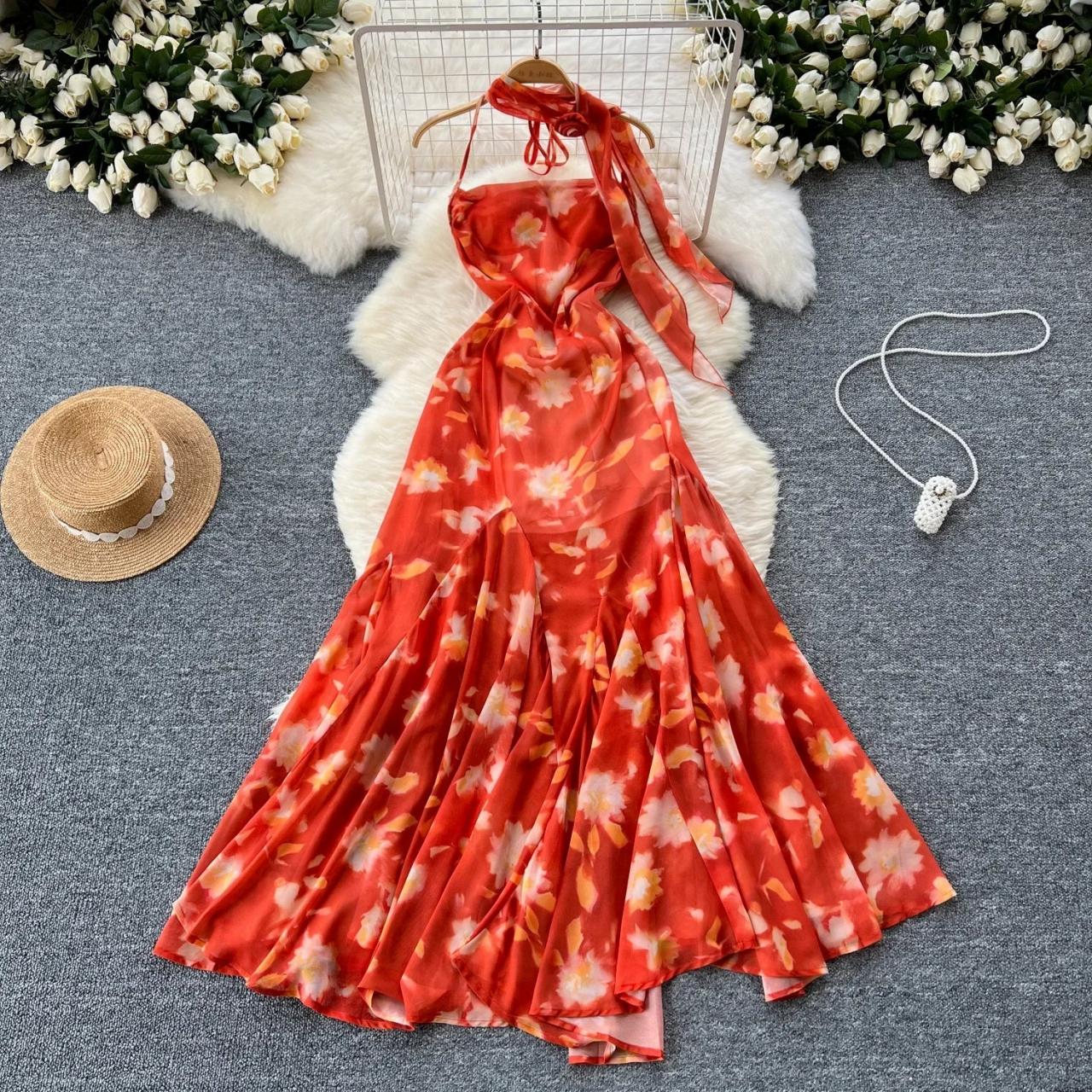 Flowing Floral Maxi Dress With Adjustable Straps on Luulla