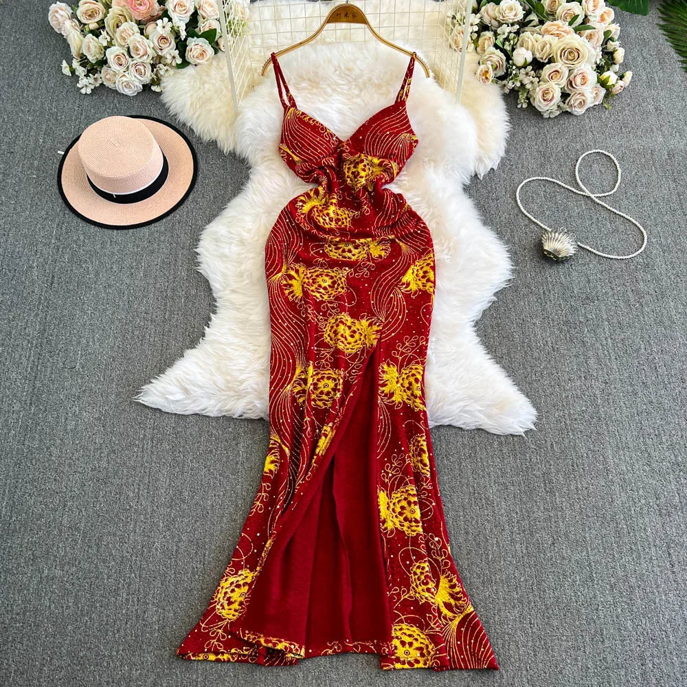 open lace back dress Red and Gold Quince Dress with Cape Sleeves main image 1