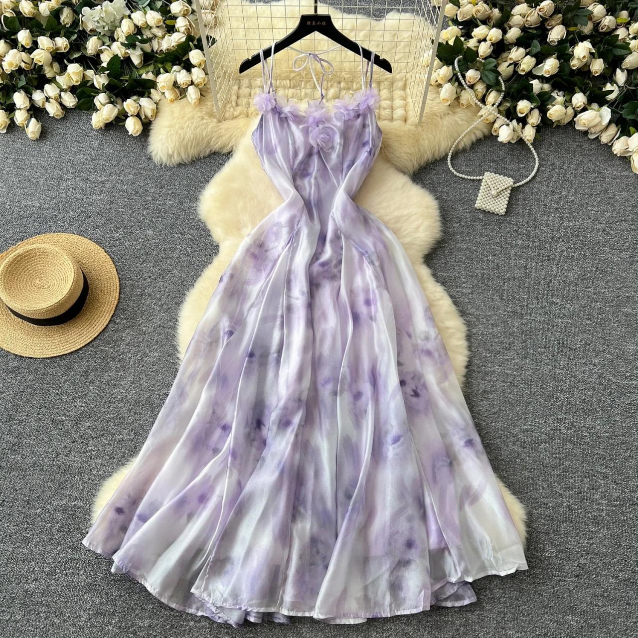white christmas dresses Lavender Silk Chiffon Dress