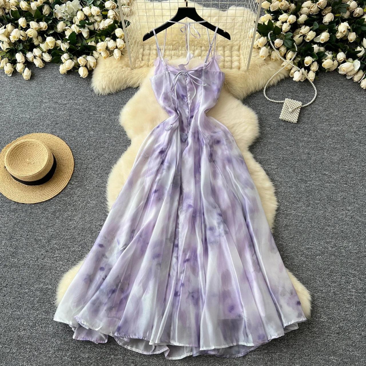 purple floral chiffon dress Rosalie Floral Chiffon Maxi Dress / Purple | MESHKI