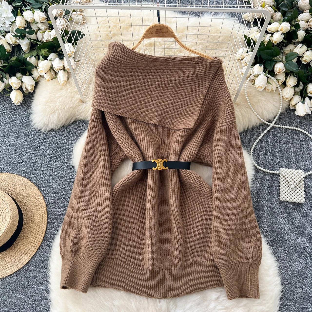 Cozy Belted Knit Dress For Women Casual Wear on Luulla