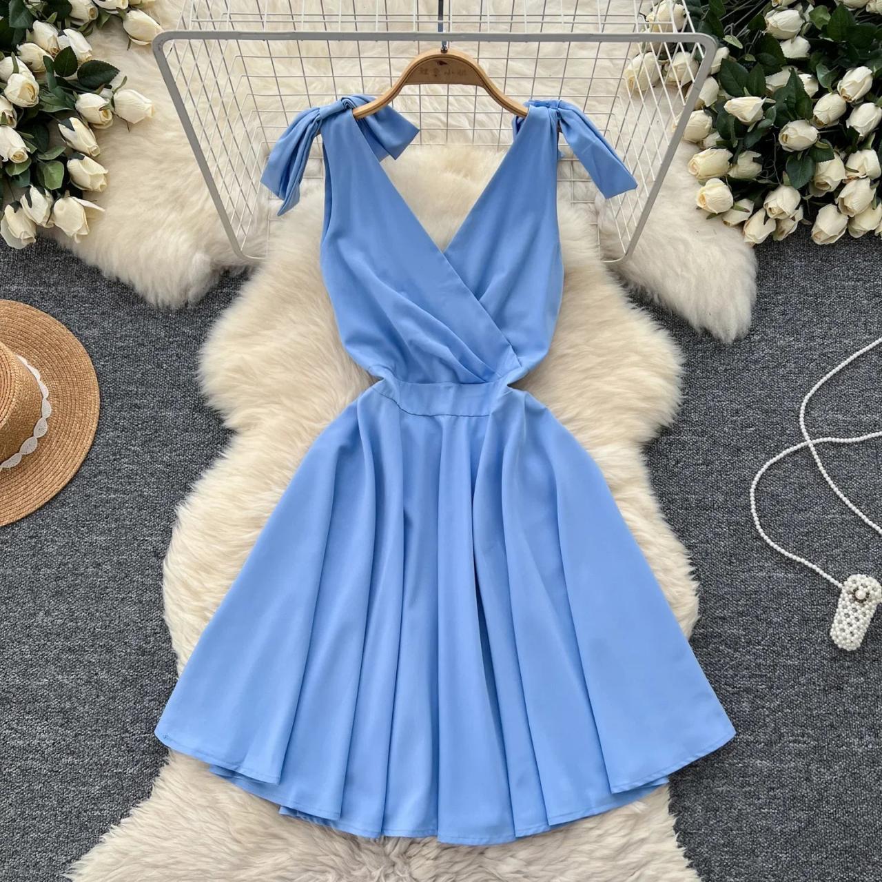 princess polly baby blue dress Satin Halter Neck Dress for Wedding Guest