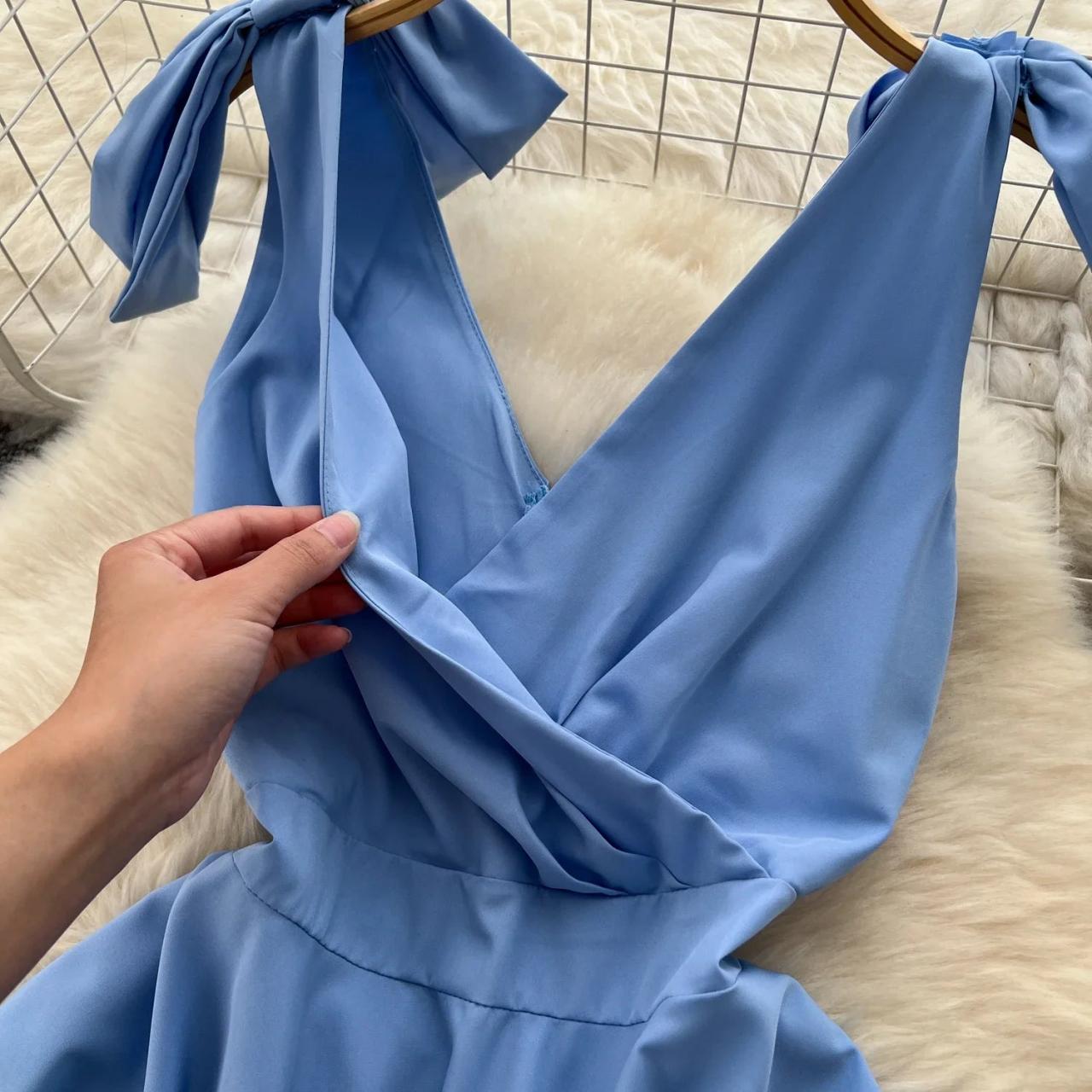 princess polly baby blue dress Manuela Wrap Swim Dress in Powder Blue  Hermoza