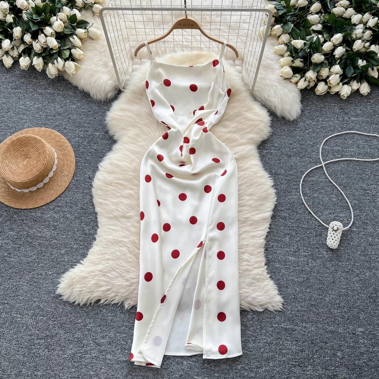 Vintage Polka Dot Sleeveless Halter Neck Dress on Luulla