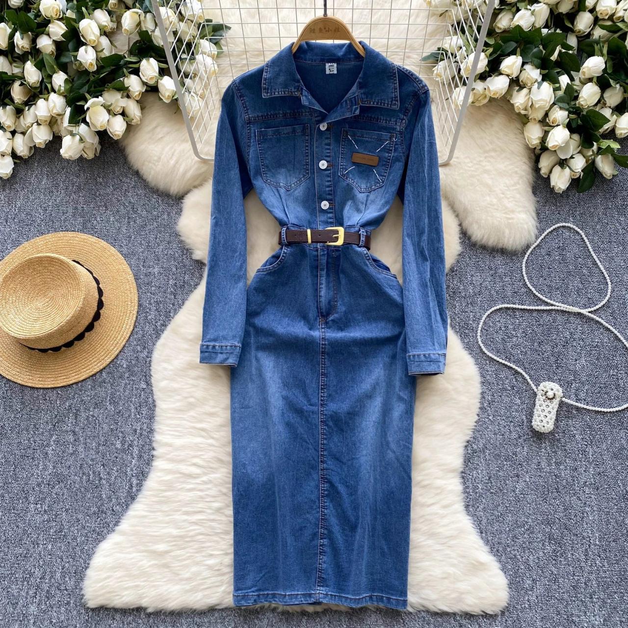 designer denim midi dress Denim Sleeveless Midi Dress - All Dresses