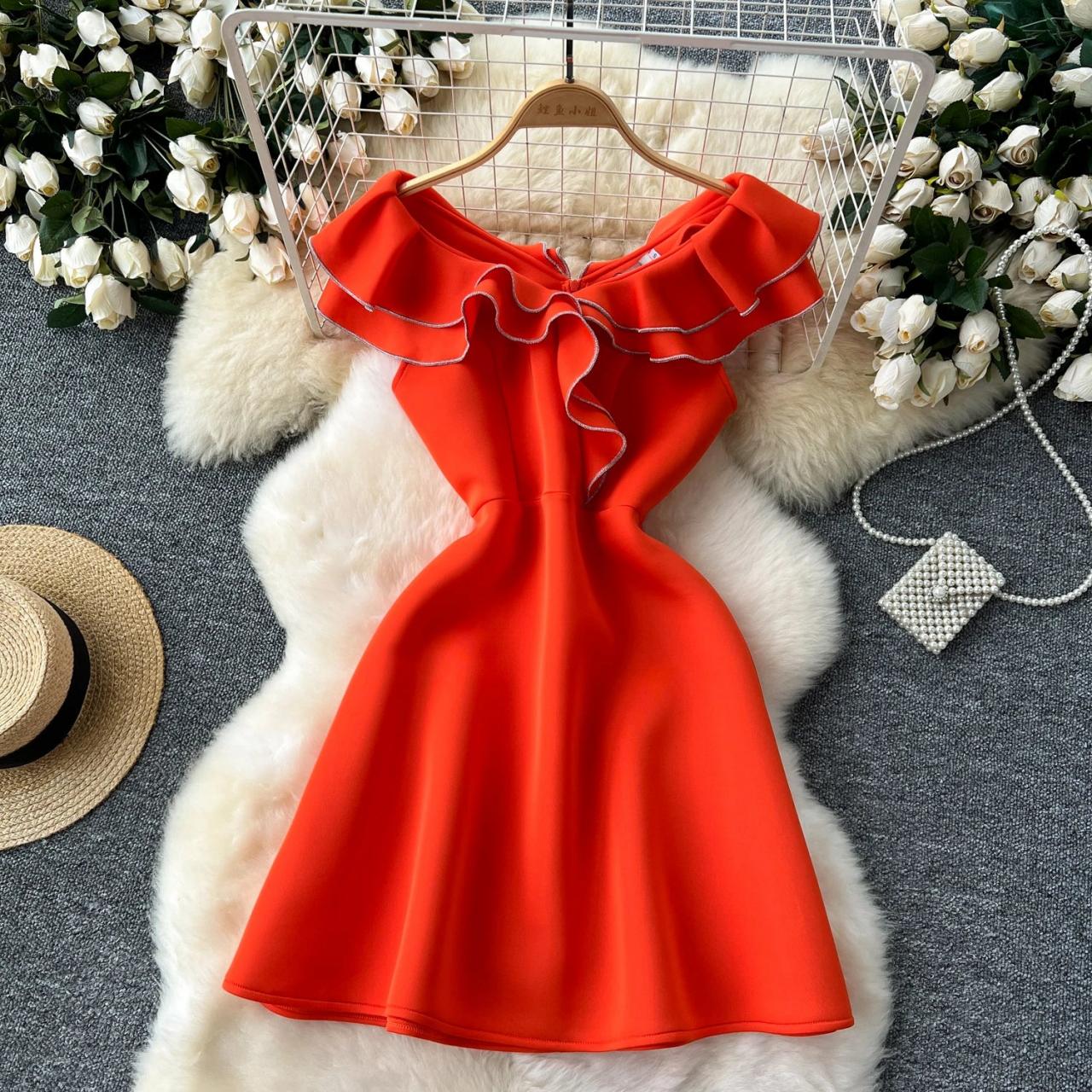 flared ruffle dress Short A Line Corset Cocktail Dress Amarra 89004 main image 1