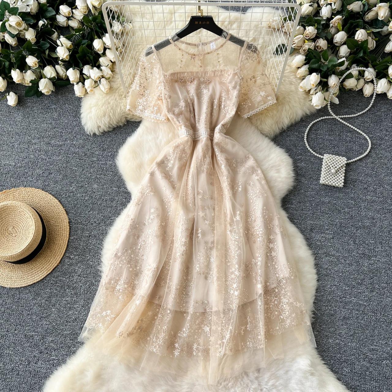 knee length dresses for ladies Ariana Long Sleeve Lace Overlay Midi Dress main image 1