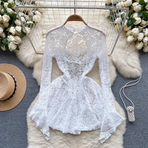 トップス sheller flower lace glitter peplum tops flower lace glitter peplum tops – shéller / シェリエ