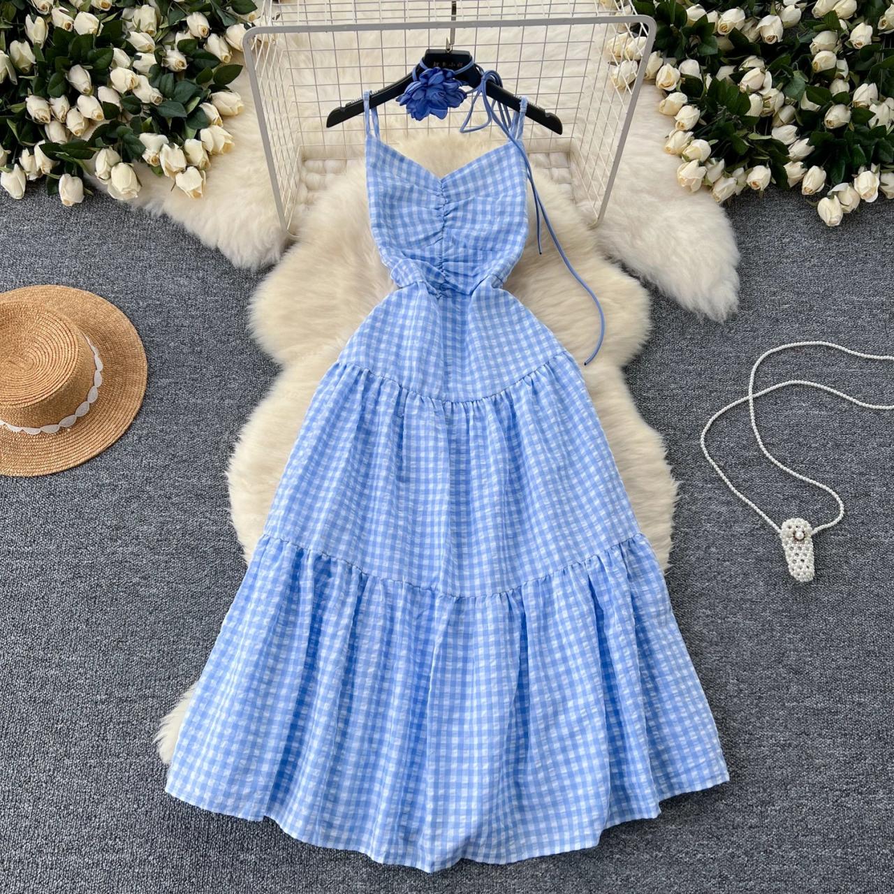 yellow gingham halter dress The Bella Halter Gingham Dress in Butter Yellow main image 0