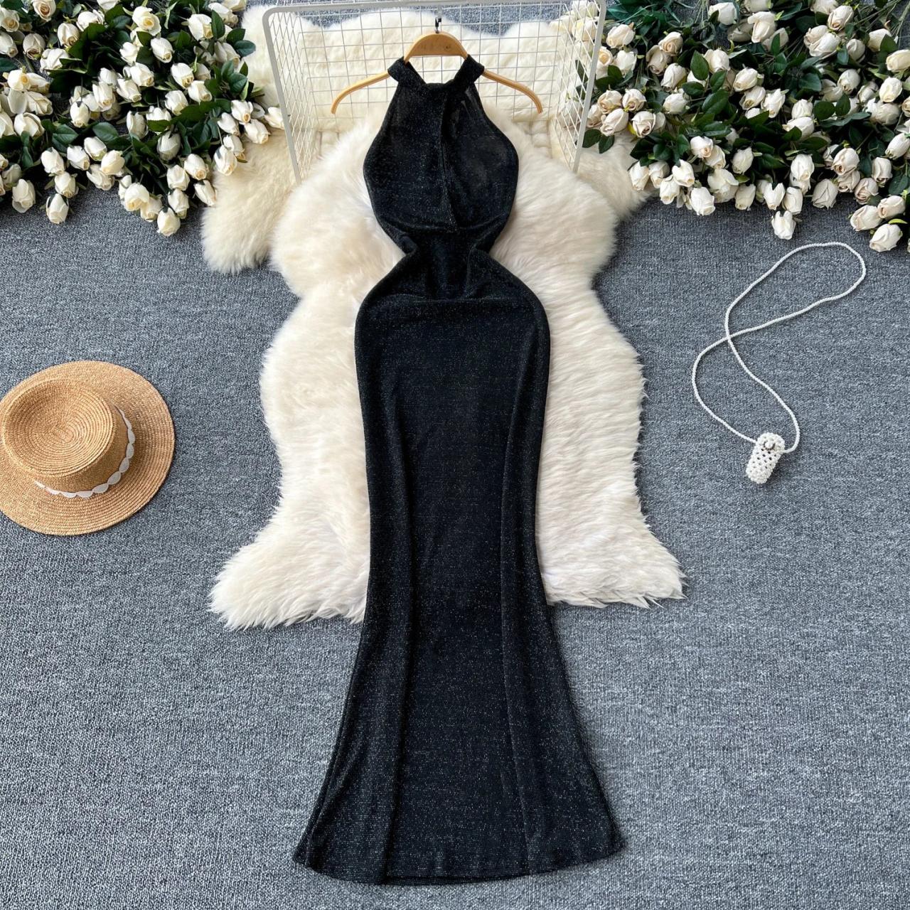 Sleeveless Black Velvet Maxi Dress With Hood