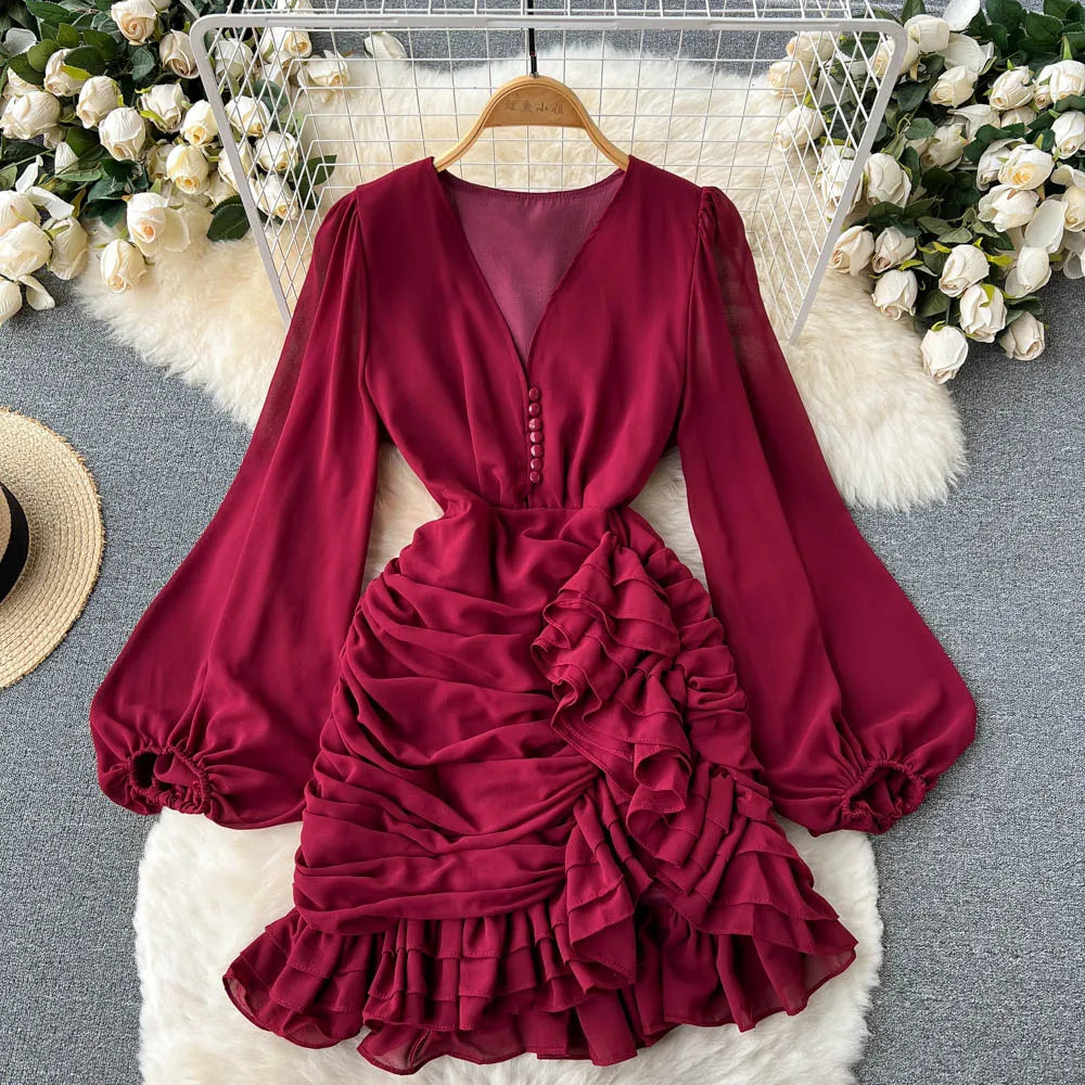 elegant burgundy dress Mina Sheer Mock-Neck Maxi Dress Mulberry