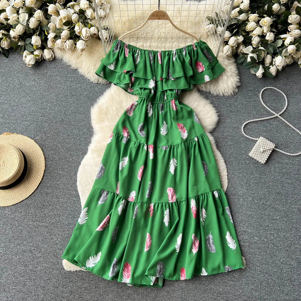 frilly green dress Sea Green Frilly V Neck Puff Sleeve Drawstring Shift Mini Dress main image 0