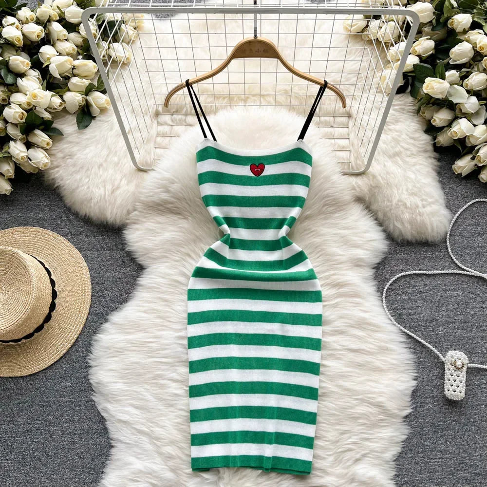 Red And White Striped Bodycon Dress With Straps on Luulla
