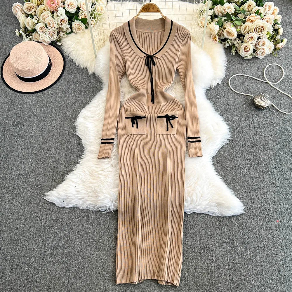 ribbed tie waist maxi dress Women's Black Heavy Brushed Rib Wrap Tie Maxi Dress