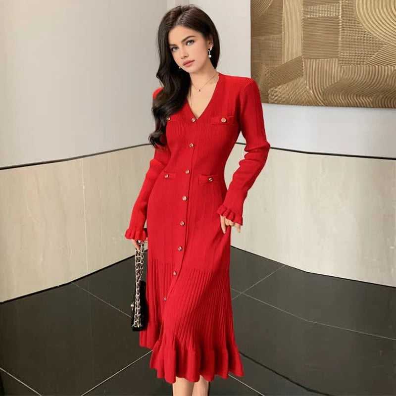 slim fit dress slacks Sweetheart Long Sleeves Beaded Fitted Prom Dress Floor Length Pleated with Slit Formal Dress Red / US16 main image 1