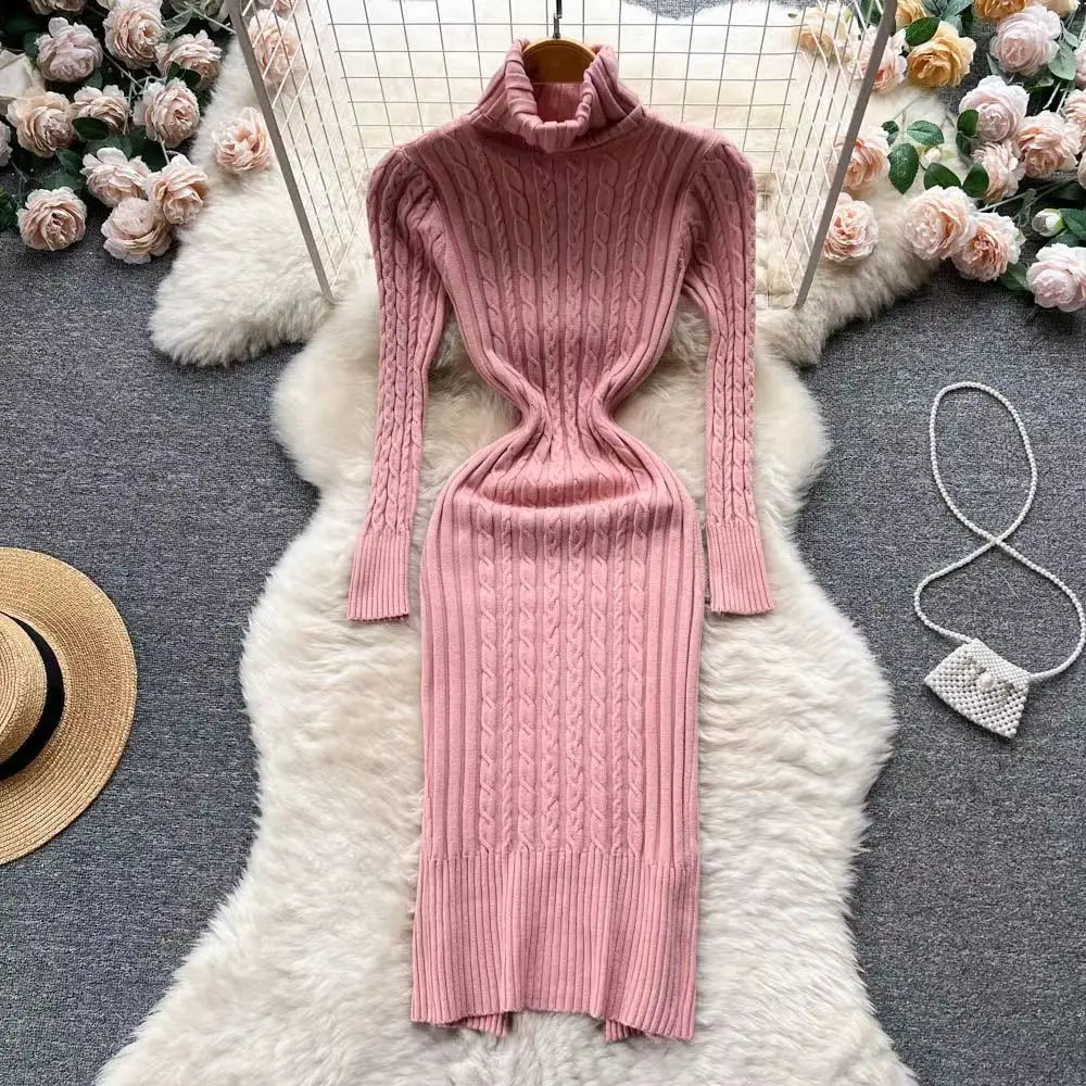 princess polly baby blue dress Chic Pink Knit Bodycon Sweater Dress