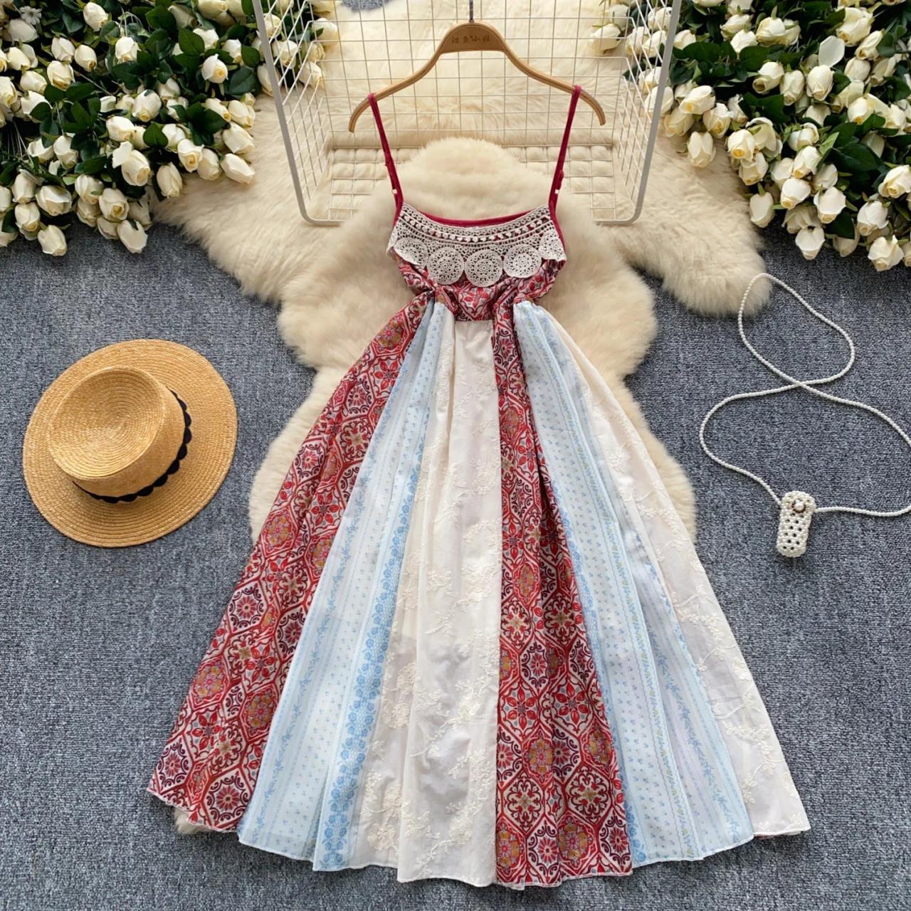 chinese dress ladies Vintage Boho Midi Dress (M) main image 0
