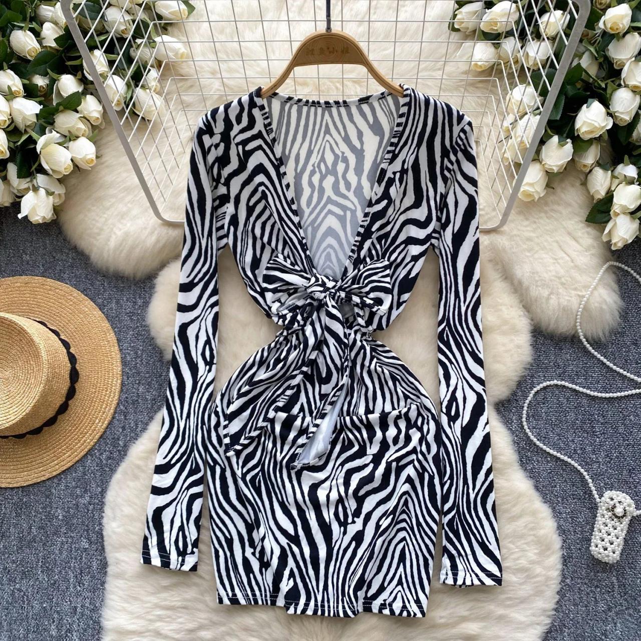 Zebra long sleeve dress on sale