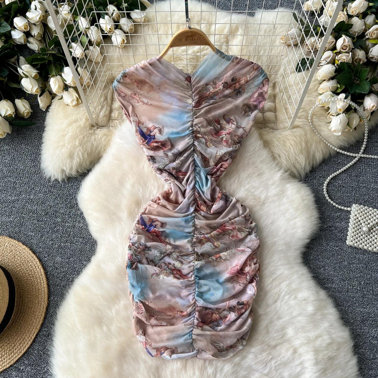 the ruche-ure is ours satin mini dress MB FASHION Asymmetrical Satin Mini Dress with Ruched Side Detail 714T